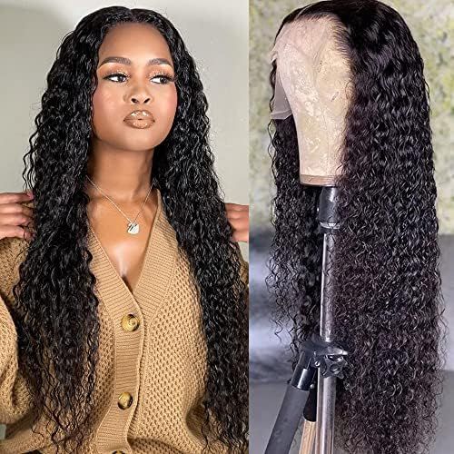 Dutefei Water Wave Lace Front Wigs Human Hair for Black Women 13x4 HD Transparent Lace Front Wigs Hu | Amazon (US)