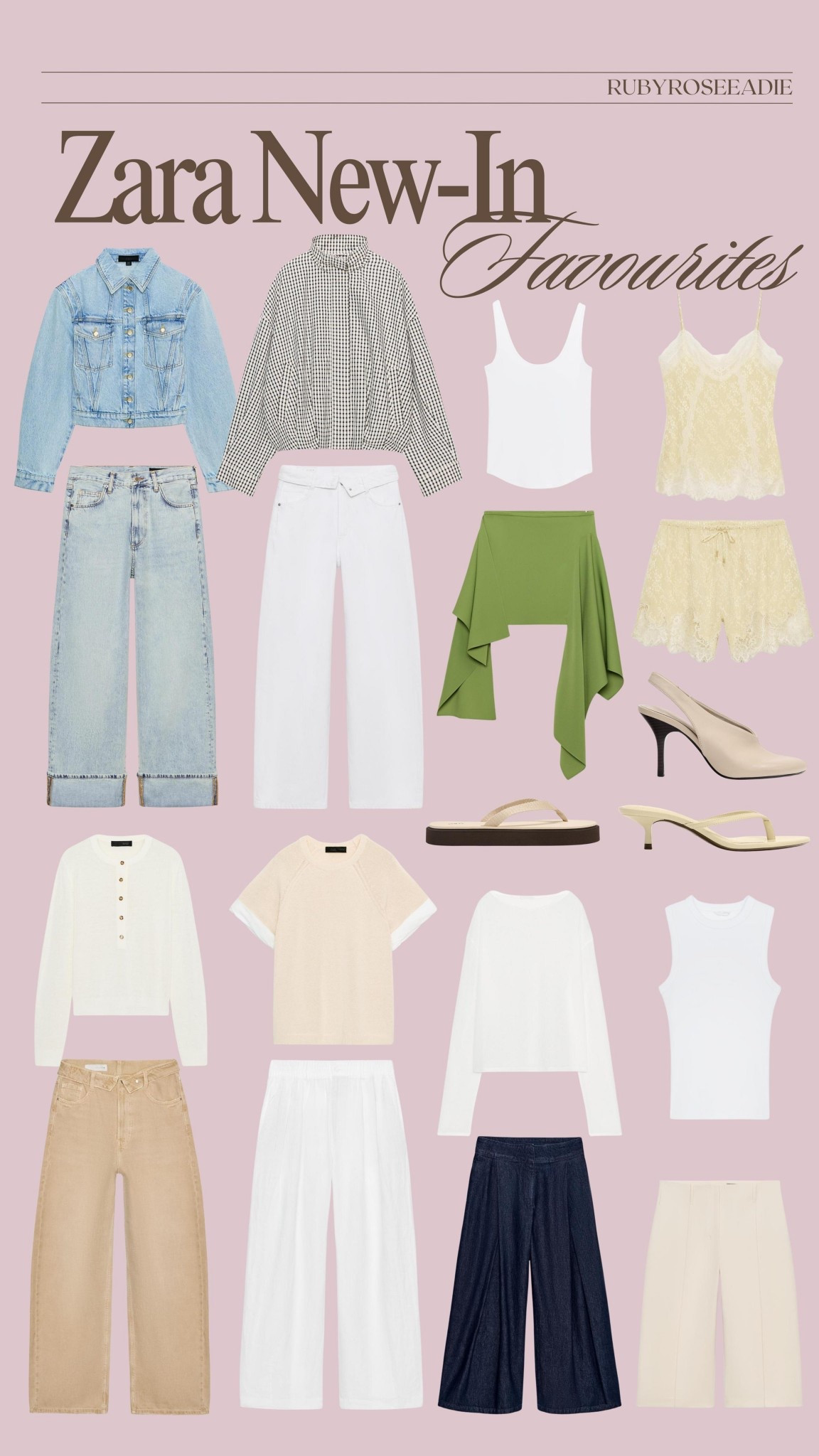 Zara new-in Spring faves 💛

Denim jacket, white jeans, baggy jeans, straight leg jeans, linen trousers, satin cami, lace cami, satin shorts, kitten heels, Bermuda shorts, jorts, tailored shorts, high neck jacket

#LTKjeans #LTKspring #LTKuk