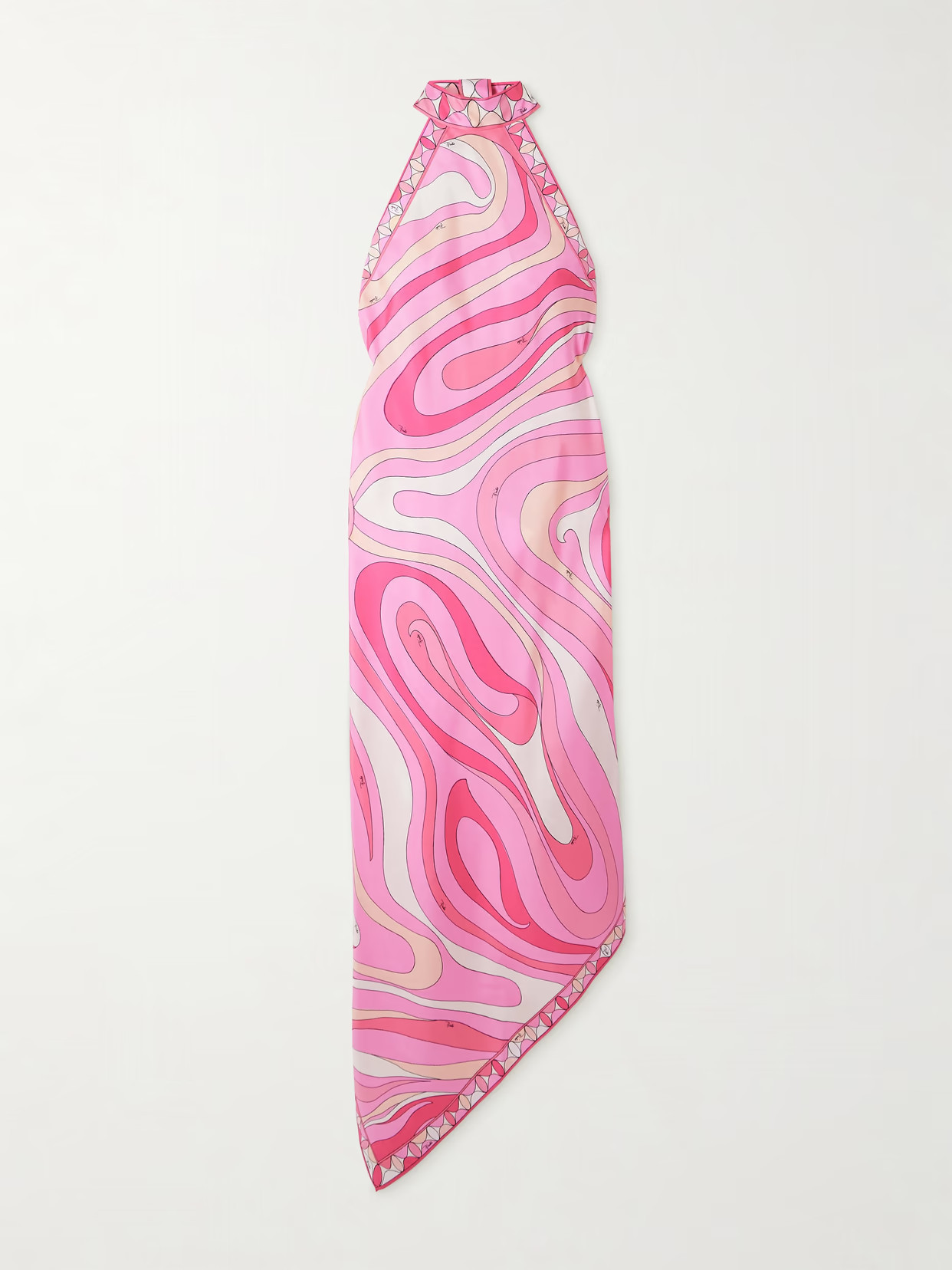 PUCCI - Halterneck Printed Silk-twill Midi Dress - Pink | NET-A-PORTER (UK & EU)