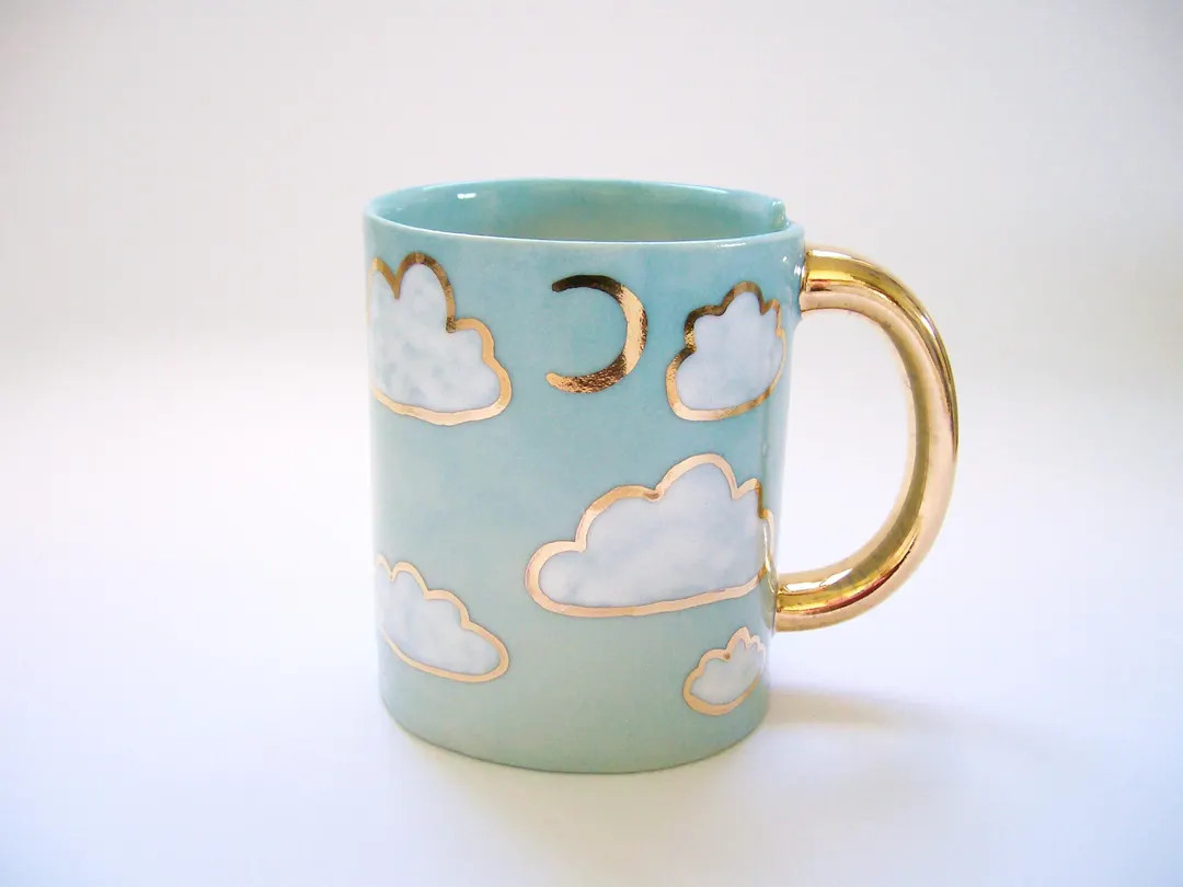 Cloudy Gold Moon Slab Built Mug - Etsy | Etsy (Global)