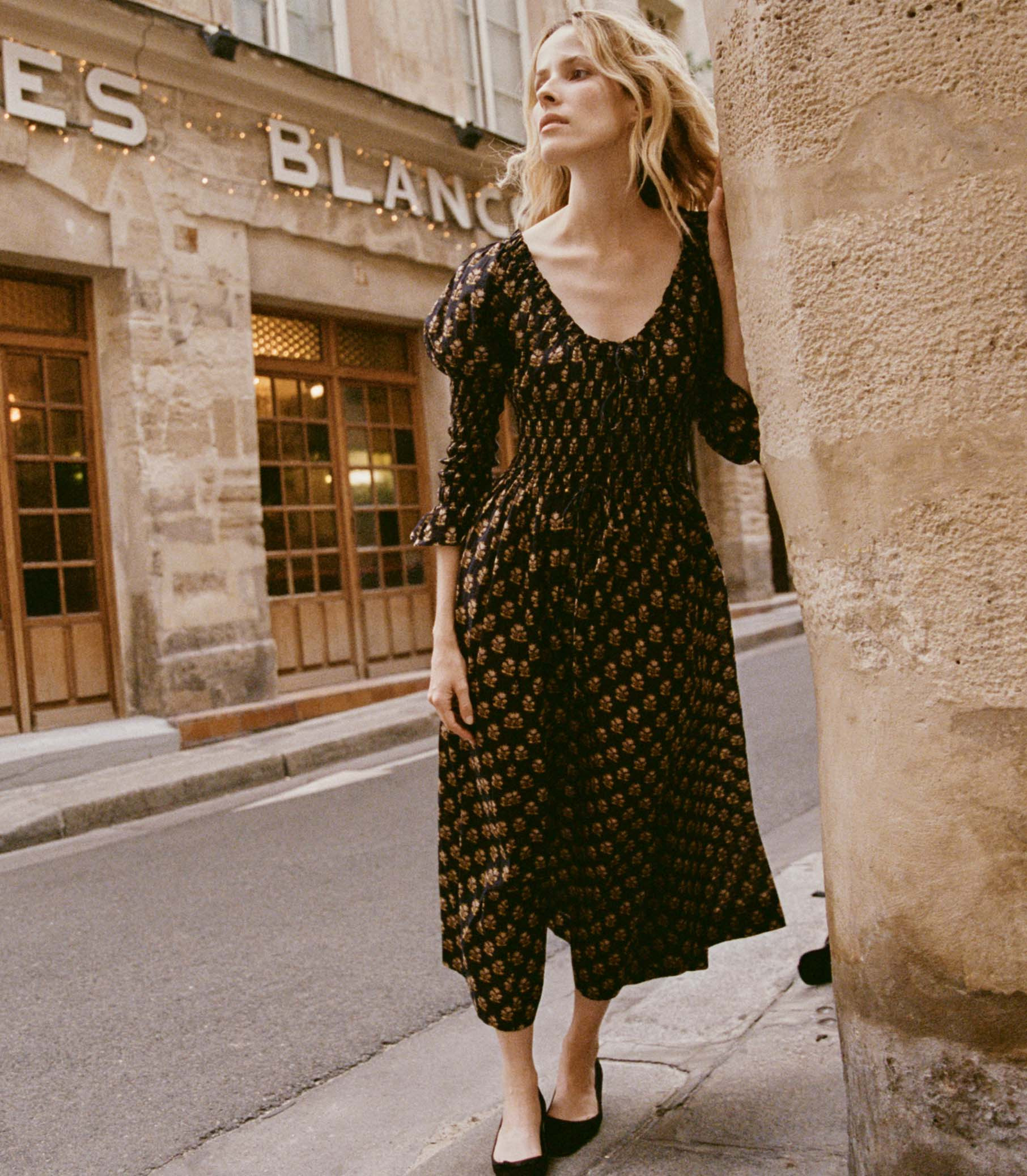 Kaira Dress - Noir Meadowsweet Floral | DÔEN | DOEN