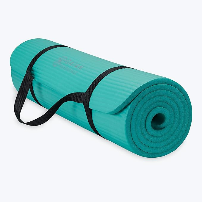 Gaiam Essentials 2/5" Thick (10mm) Yoga & Pilates, Fitness & Exercise Mat with Easy-Cinch Carrier... | Amazon (US)