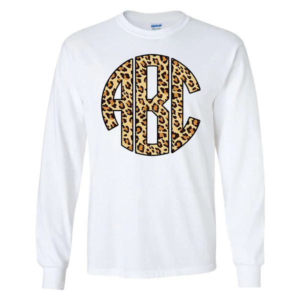 Monogrammed 'Leopard' Big Print Long Sleeve T-Shirt | United Monograms