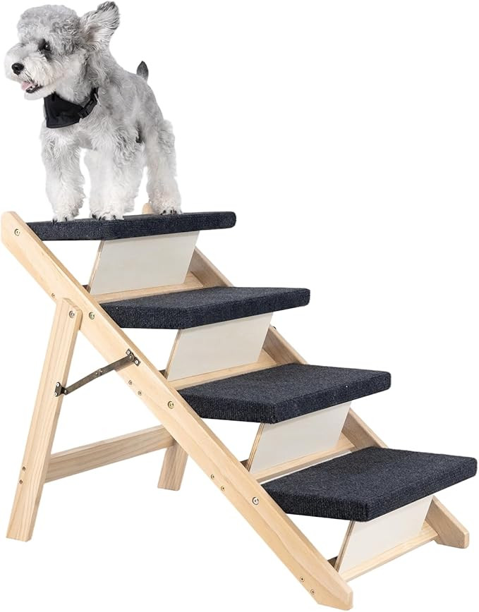 MEWANG Wood Pet Stairs & Ramp for Small/Medium Dogs and Cats, Aging Pets – 3-in-1 Foldable, Por... | Amazon (US)