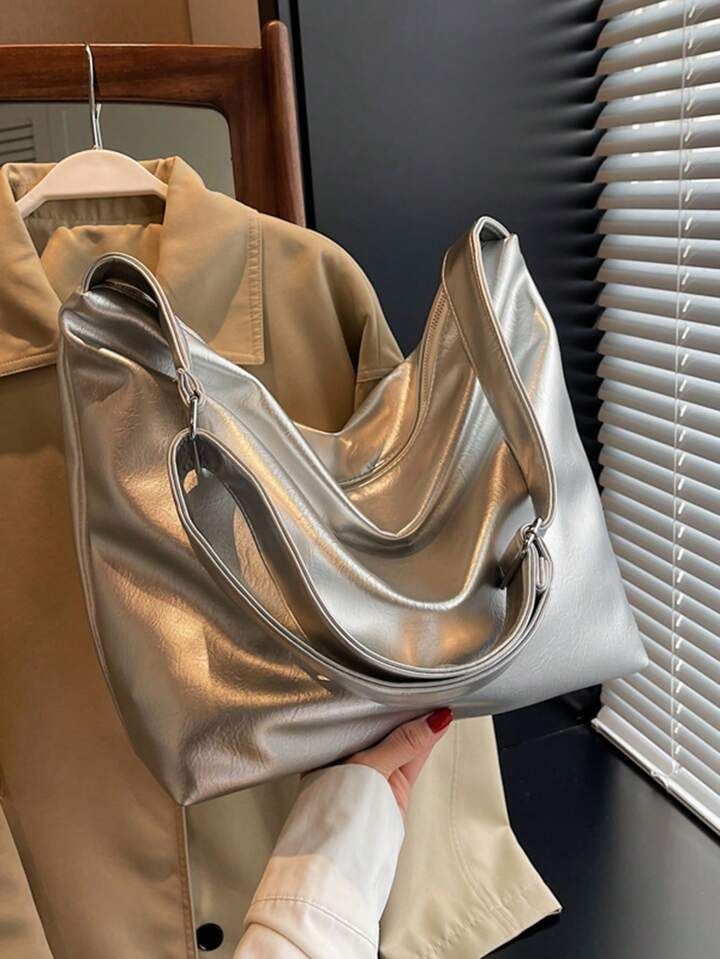 Large Capacity Hobo Bag Metallic Pattern | SHEIN