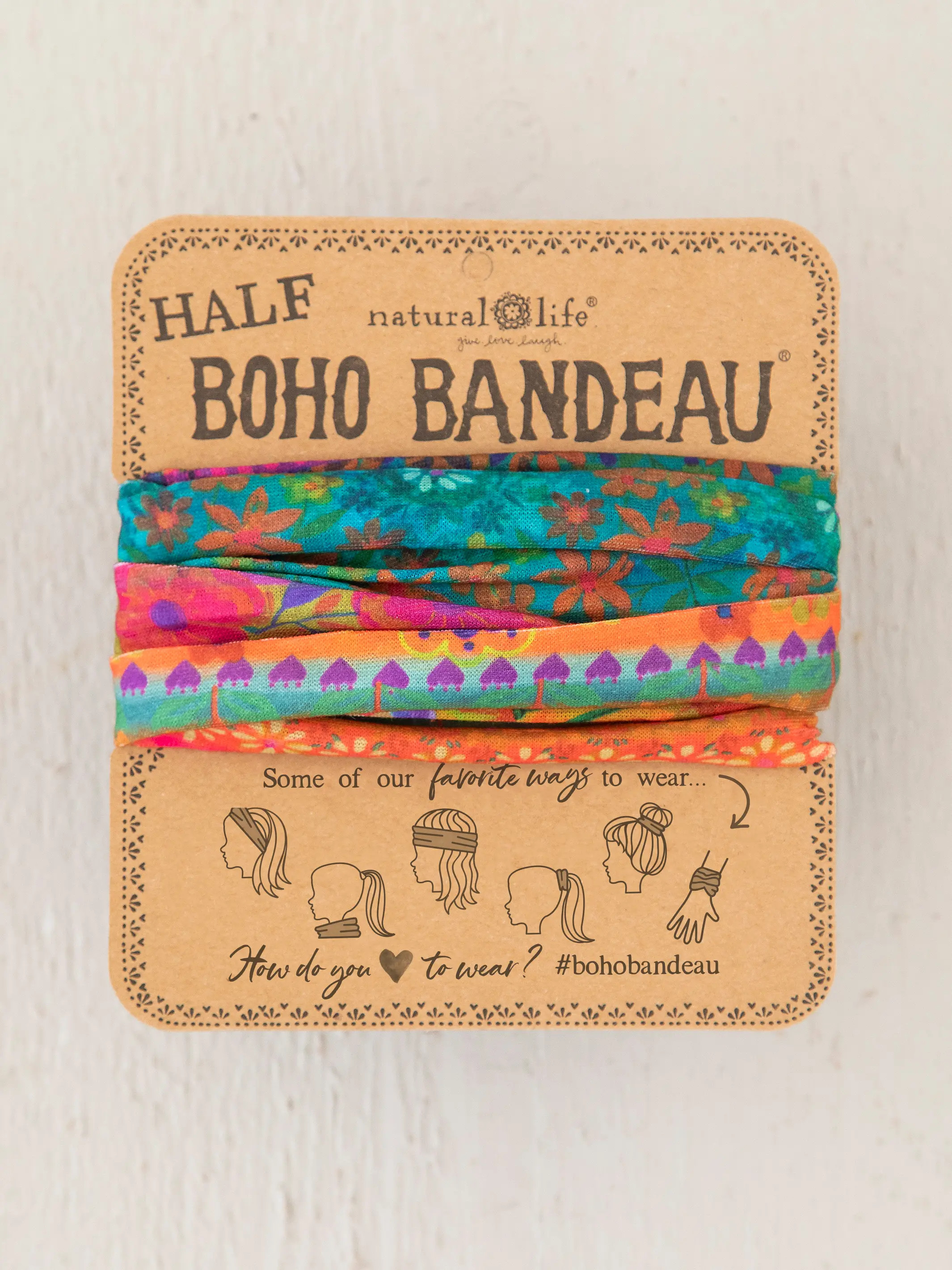 Half Boho Bandeau® Headband - Mushroom Print | Natural Life