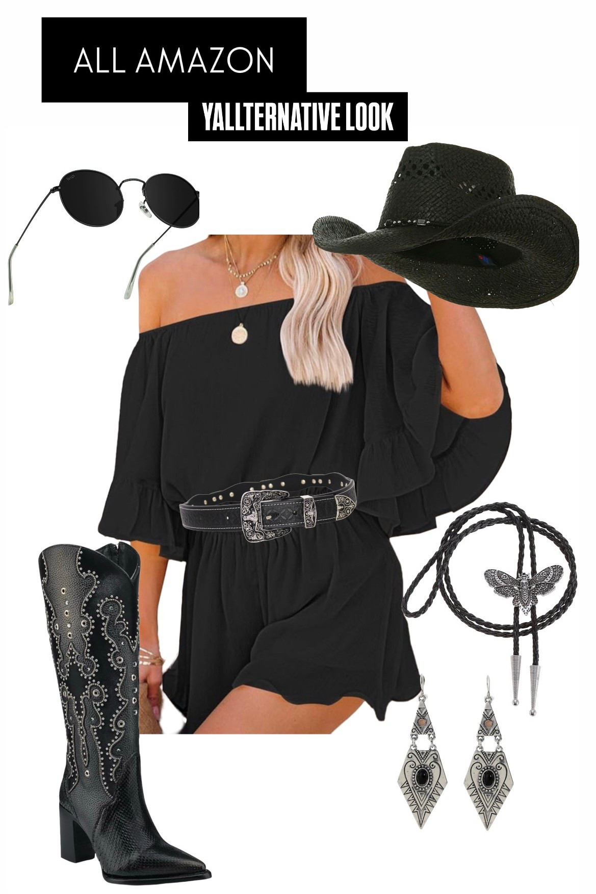 All black everything! Edgy western outfit! 

#LTKShoeCrush #LTKStyleTip #LTKFestival