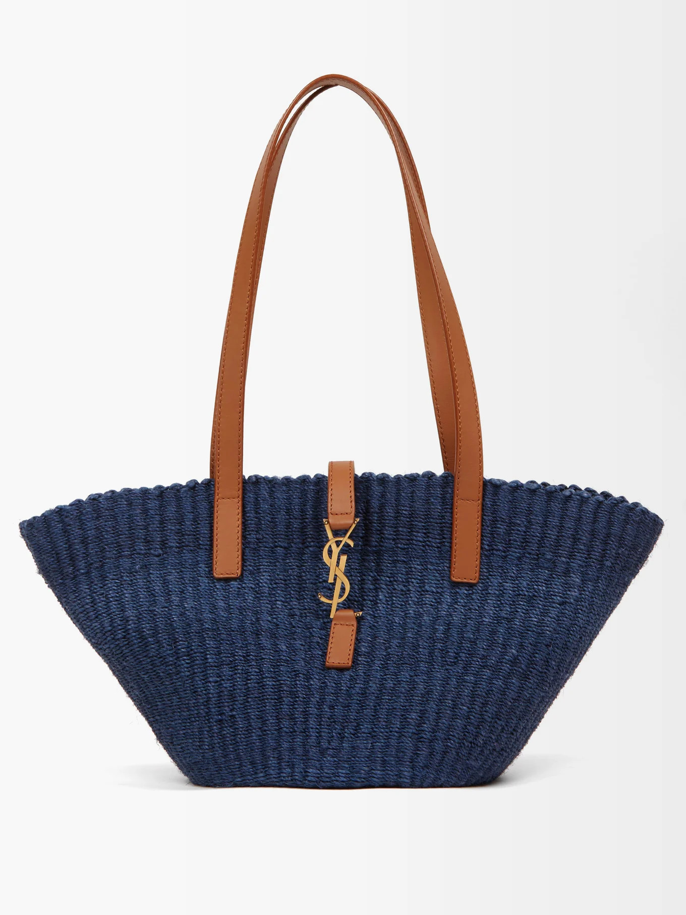 Pannier leather-trim faux-raffia tote bag | Matches (US)