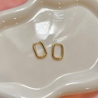 U Lock Hoop Earrings | 18K Gold Plated Rectangle Hoops Trendy Jewelry | Etsy (US)