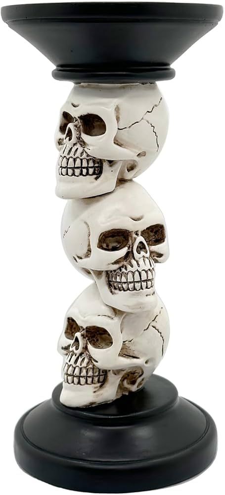 Halloween Skull Candle Holder Vintage Pillar Candle Holder Resin Skull Skeleton Candle Sticks Hol... | Amazon (US)