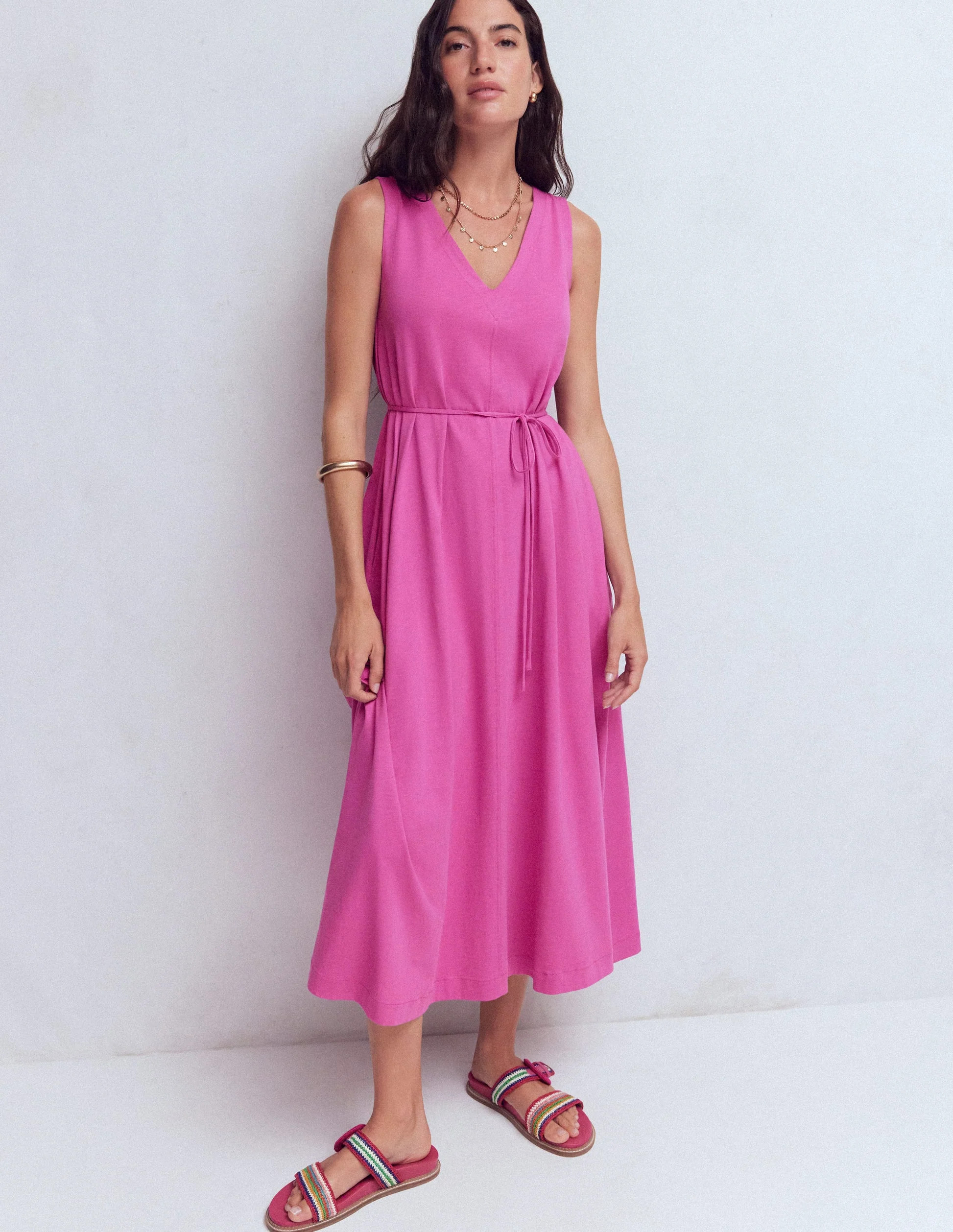 Mia V-neck Jersey Midi Dress-Passion Flower | Boden (US)