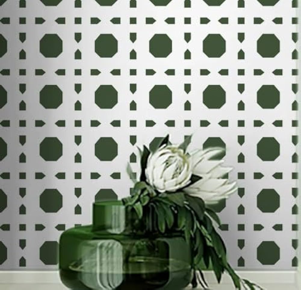 Dimoon 78.7"x16.1" Green White Wallpaper Geometric Peel and Stick Wallpaper Spots Contact Paper T... | Amazon (US)