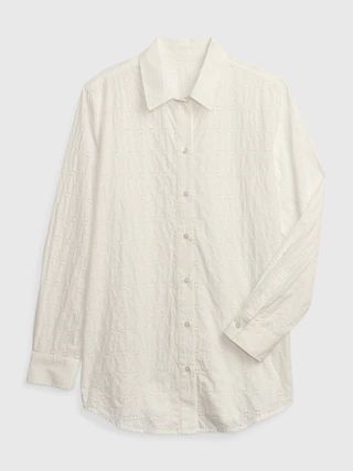 Eyelet Lace Boyfriend Shirt | Gap (US)