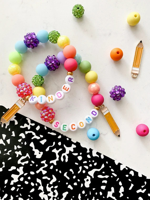Back to School Colorful Pencil grade Bracelets - Etsy | Etsy (US)