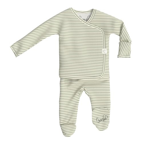 Bonsie Skin to Skin Babywear Footie Bodysuit - Baby Footed One Piece with Green Striped Pattern - Mint Twist (0-3 Months) | Amazon (US)