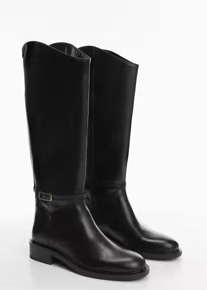 Leather boots with zip closure | MANGO (UK)