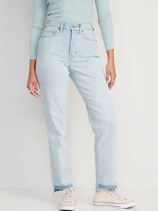 Curvy Extra High-Waisted Button-Fly Sky-Hi Straight Cut-Off Jeans for Women | Old Navy (US)