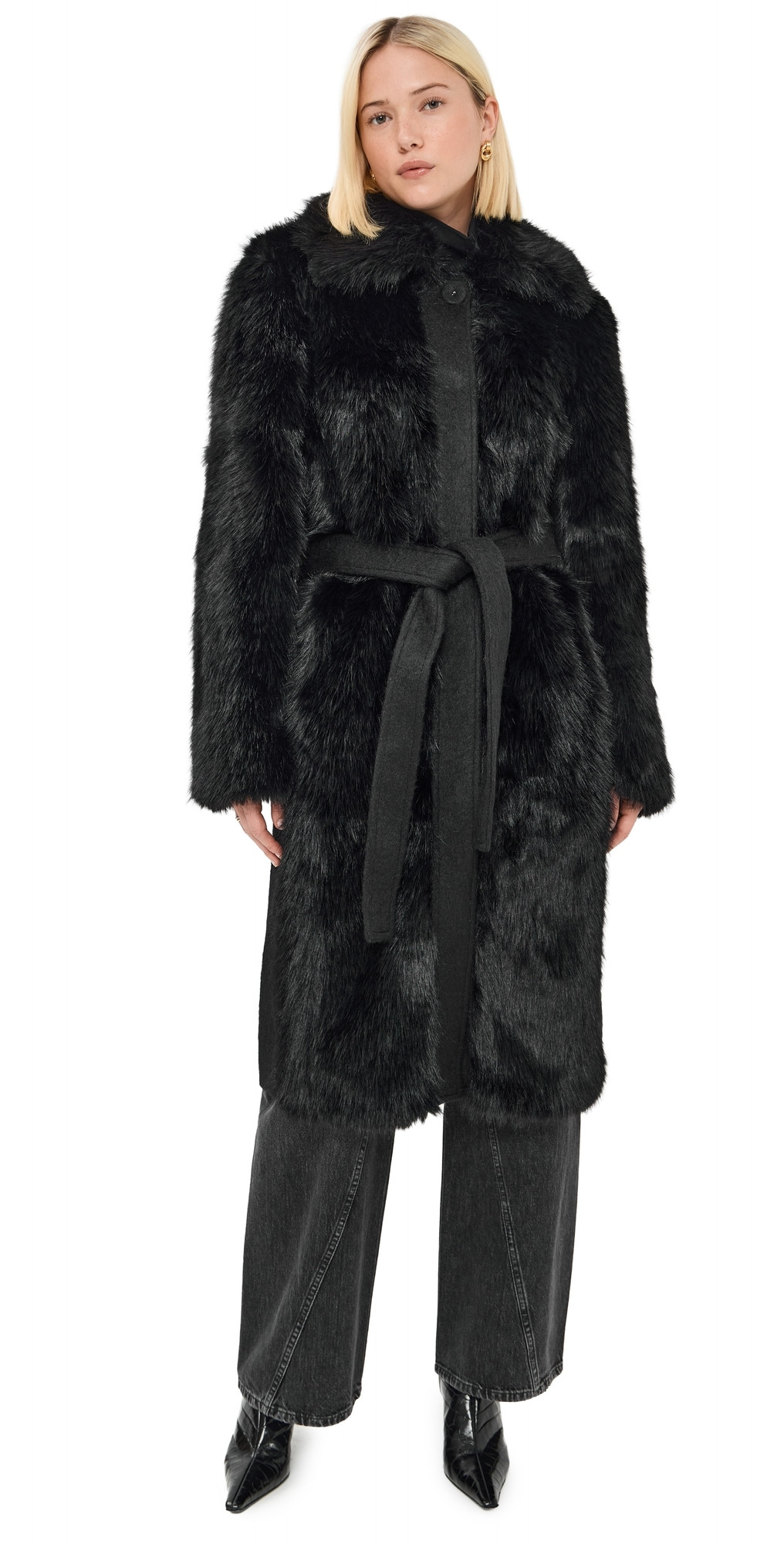 La Ligne Faux Fur Alpine Coat Black M/L | Shopbop
