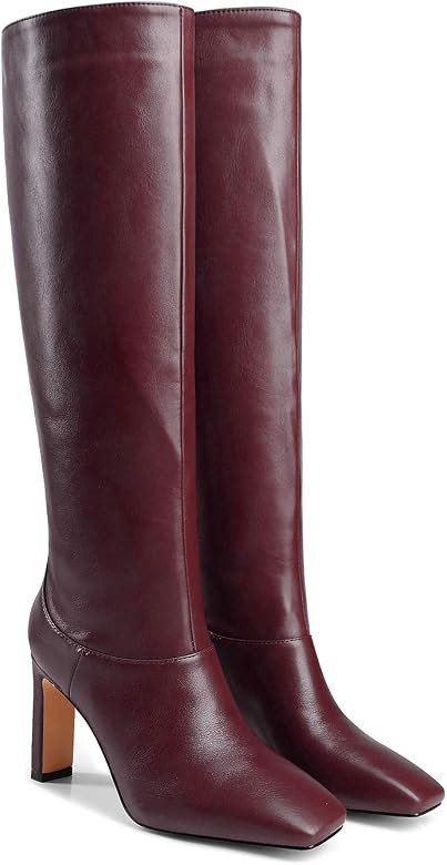 Burgundy Square Toe Boots  | Amazon (US)