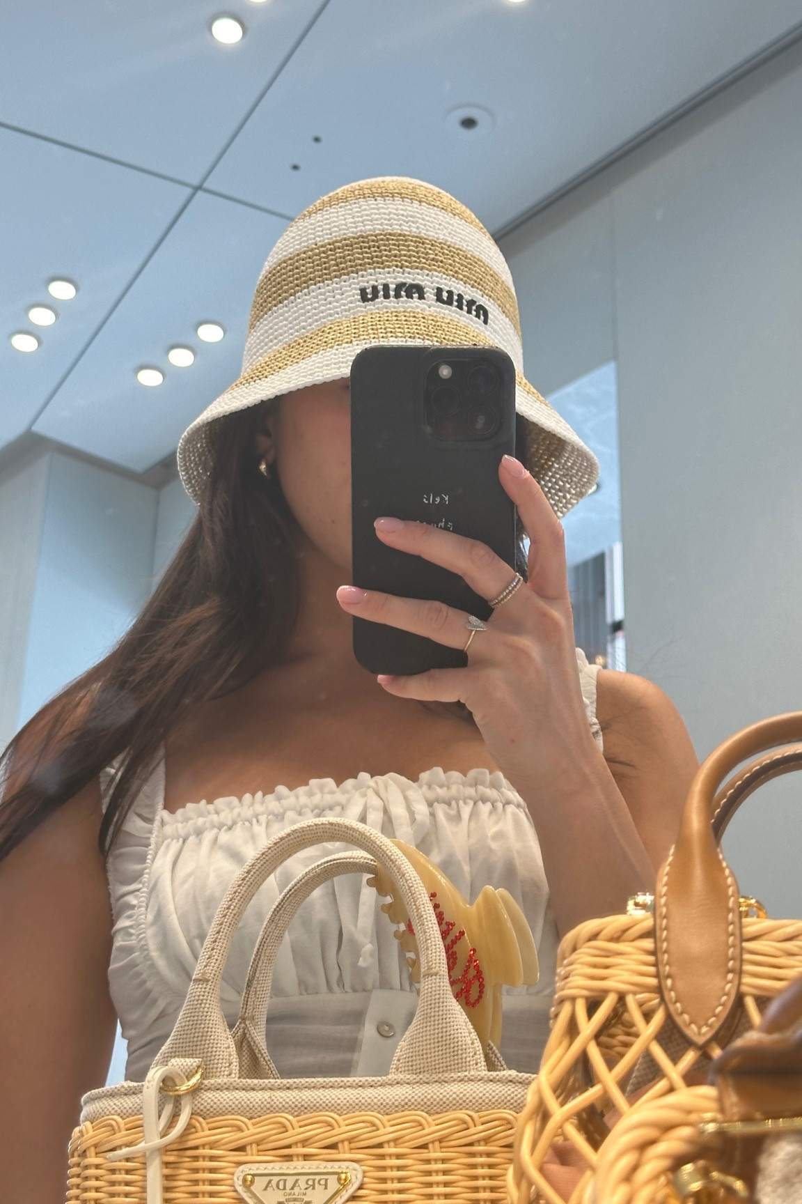 MiuMiu★Technical fabric bucket hat Miu Miu Technical Fabric Bucket Hat - Blue/Burgundy