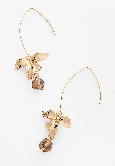 Gold Petal Wire Drop Earrings | Maurices