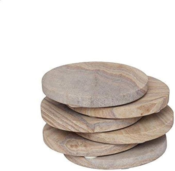 GoCraft Set of 6 Absorbent Sandstone Coasters – Natural Yellow Round Coasters for Drinks, Wine ... | Amazon (US)