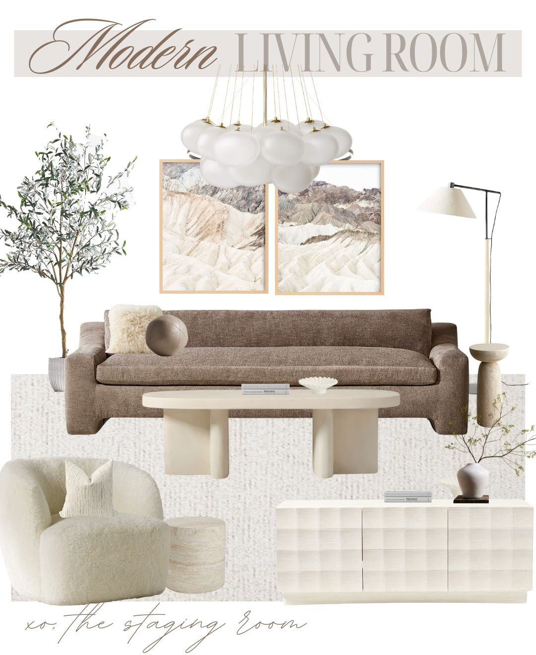 Earthy, airy, modern living room concept board ✨

—-
#livingroom #livingroomrefresh #moodboard #conceptboard #cb2 #westelm #wayfairfinds #crateansbarrel #amazonhome #rug #sofa #coffeetable 