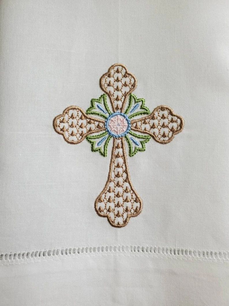 Beautifully Embroidered Chic Cross Linen Guest Towel ~ Classic Easter Decor ~ Herend Style ~ Hems... | Etsy (US)