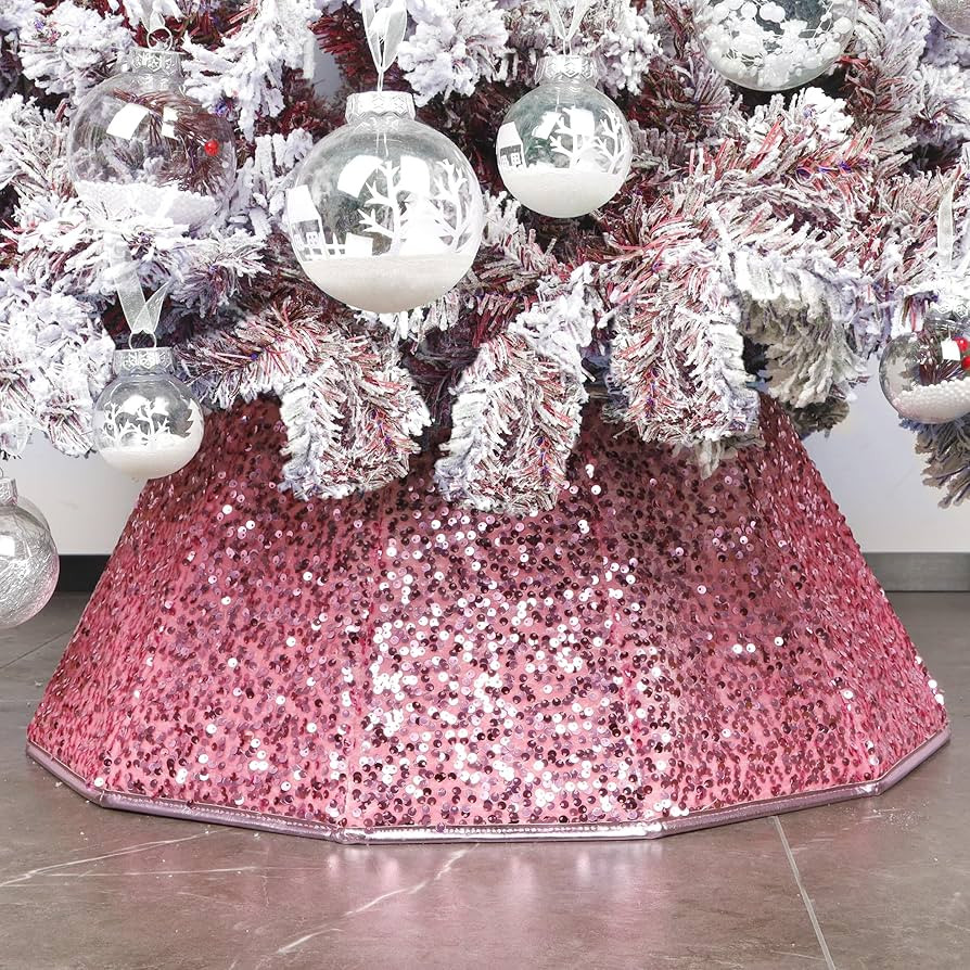 Blissun Christmas Tree Collar, Sequin Christmas Tree Skirt, Foldable Christmas Tree Ring, Xmas Tr... | Amazon (US)