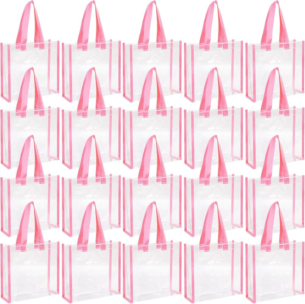 Paterr 20 Pack Plastic Clear Tote Bags 10 x 10 x 4 Inch Stadium Approved Gift Bag with Handles fo... | Amazon (US)