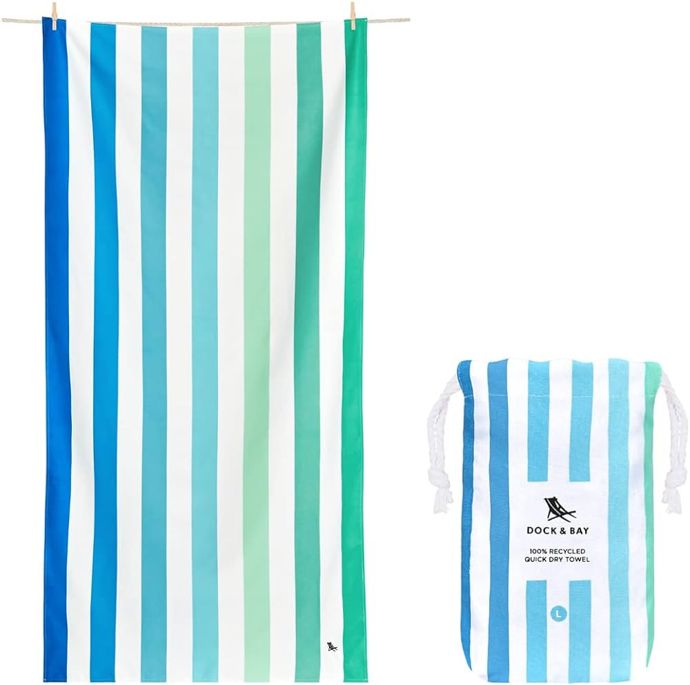 Dock & Bay Beach Towel - Quick Dry, Sand Free - Compact, Lightweight - 100% Recycled - Includes B... | Amazon (US)