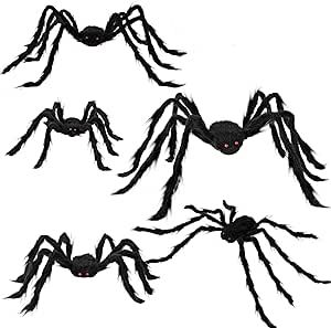 Halloween Realistic Hairy Spiders Set (5 Pack), Halloween Spider Props, Scary Spiders with Differ... | Amazon (US)