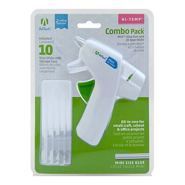 AdTech Combo Pack High Temp Mini Hot Glue Gun with Glue Sticks, White, 1 Glue Gun with 10 Mini Gl... | Walmart (US)