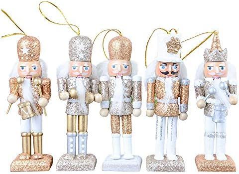Womdee Christmas Nutcracker Ornaments Set, Wooden Nutcracker Figures Soldier Puppet Toy for Chris... | Amazon (US)