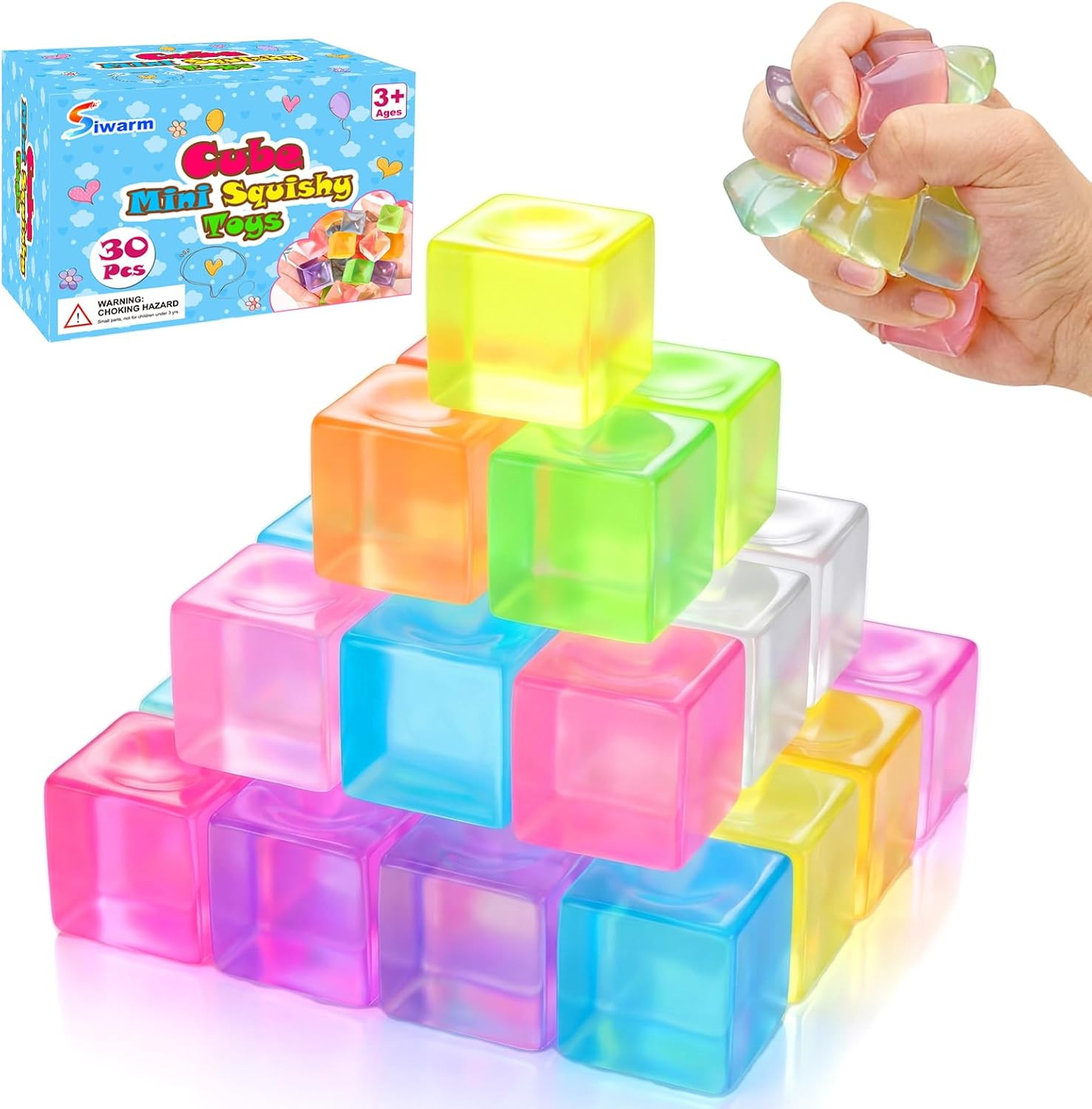 Siwarm 30 Pack Mini Cube Squishy Fidget Toys for Kids and Adults | Amazon (US)