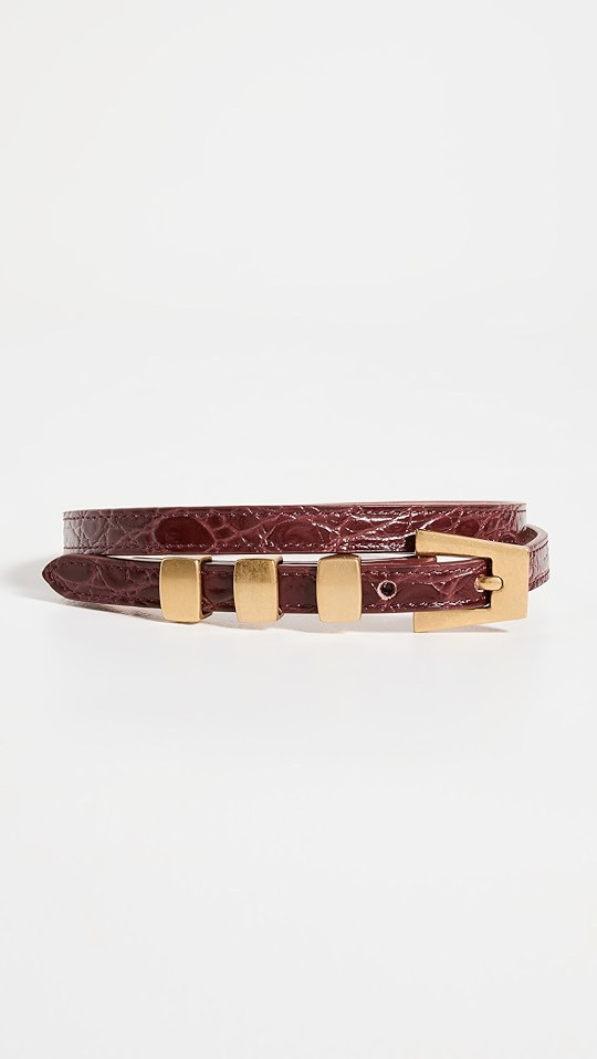 BY FAR Vic Wine Circular Croco Embossed Leather Belt | SHOPBOP | Shopbop