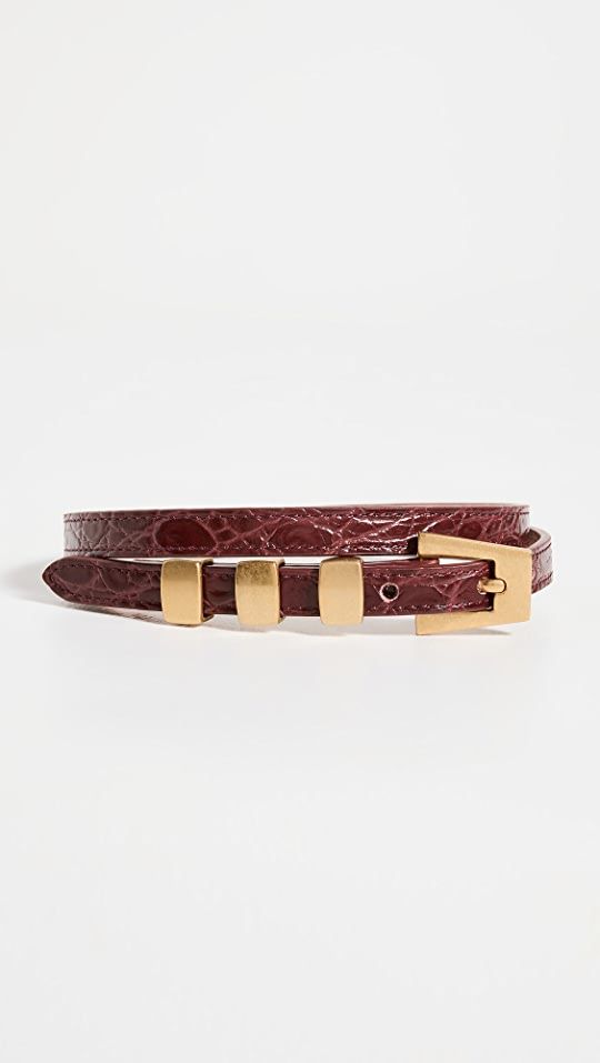 BY FAR Vic Wine Circular Croco Embossed Leather Belt | SHOPBOP | Shopbop