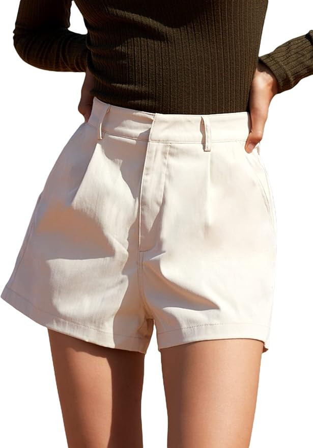 WDIRARA Women's High Waisted Button Wide Leg Casual Shorts with Pockets | Amazon (US)