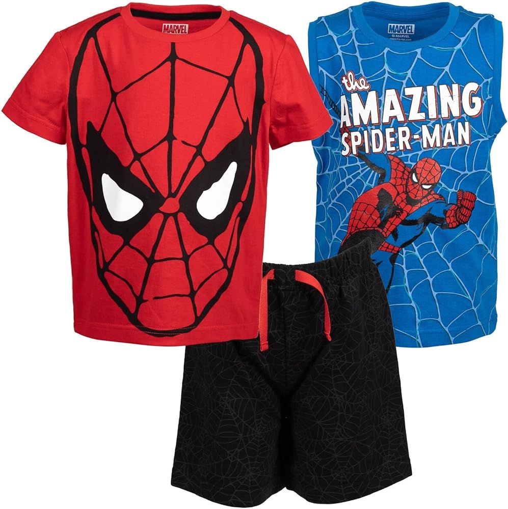 Marvel Avengers Spider-Man 3 Piece Outfit Set: T-Shirt Tank Top Shorts | Amazon (US)