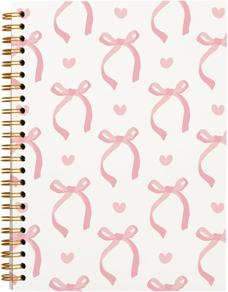QUICQOD Coquette Pink Bow Notebook Journals,Preppy Cute Spiral Notebook for Teen Girls Women,Coqu... | Amazon (US)
