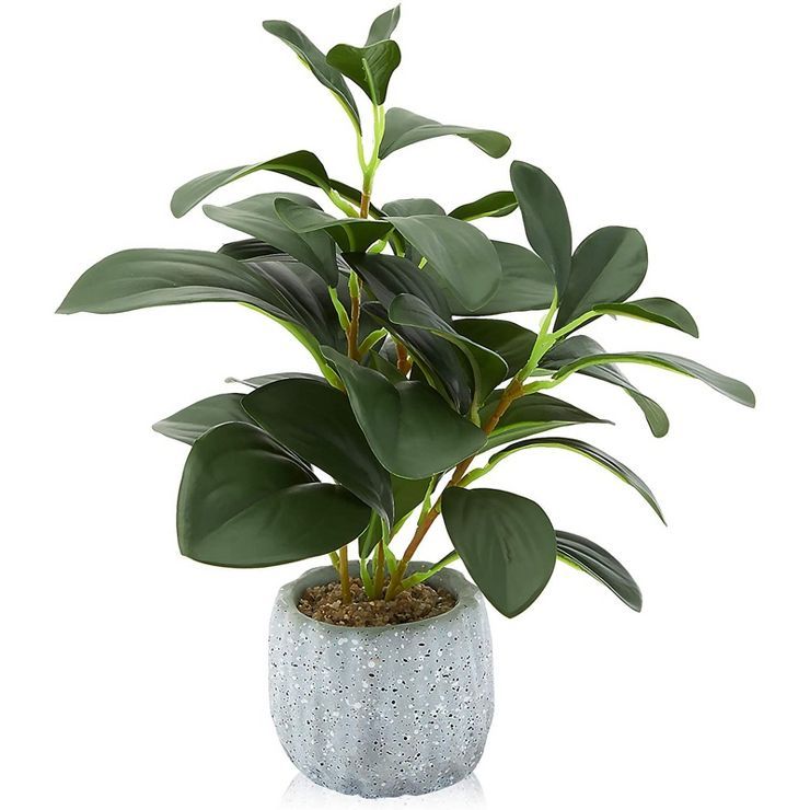 Juvale Artificial Plants in Pot, Fake Faux Plants with Gray Cement Planter, 3.1 x 3.1 x 11.8 in | Target