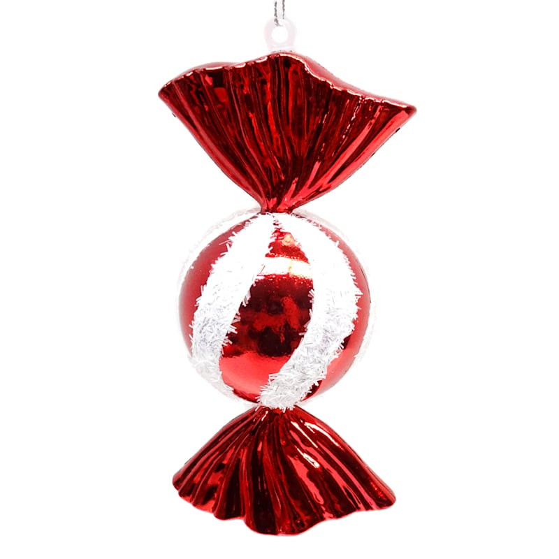 Red & White Peppermint Candy Shatterproof Ornament, 5.7" | At Home