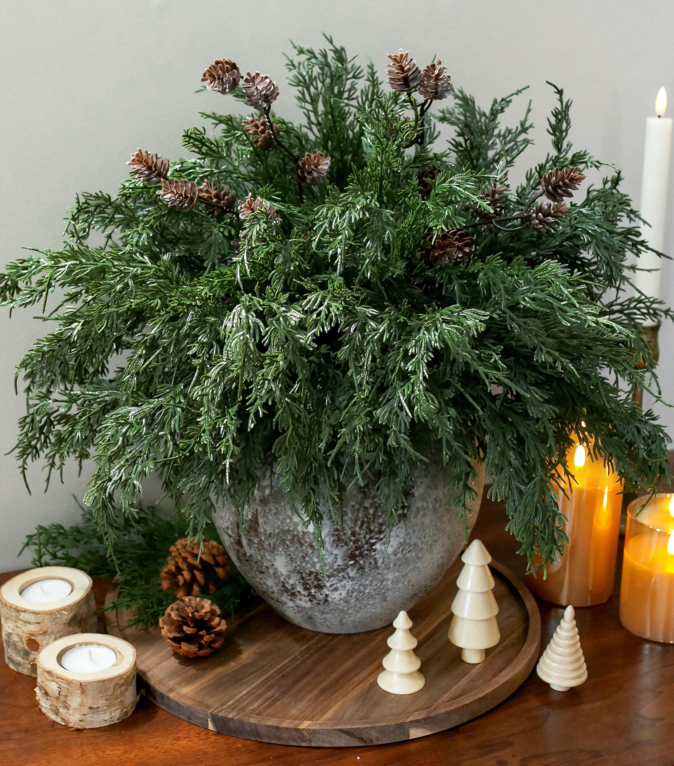 Faux Cedar Stems Artificial Norfolk Pine Branches for Christmas Decor, 12 PCS Fake Pine Stems wit... | Amazon (US)