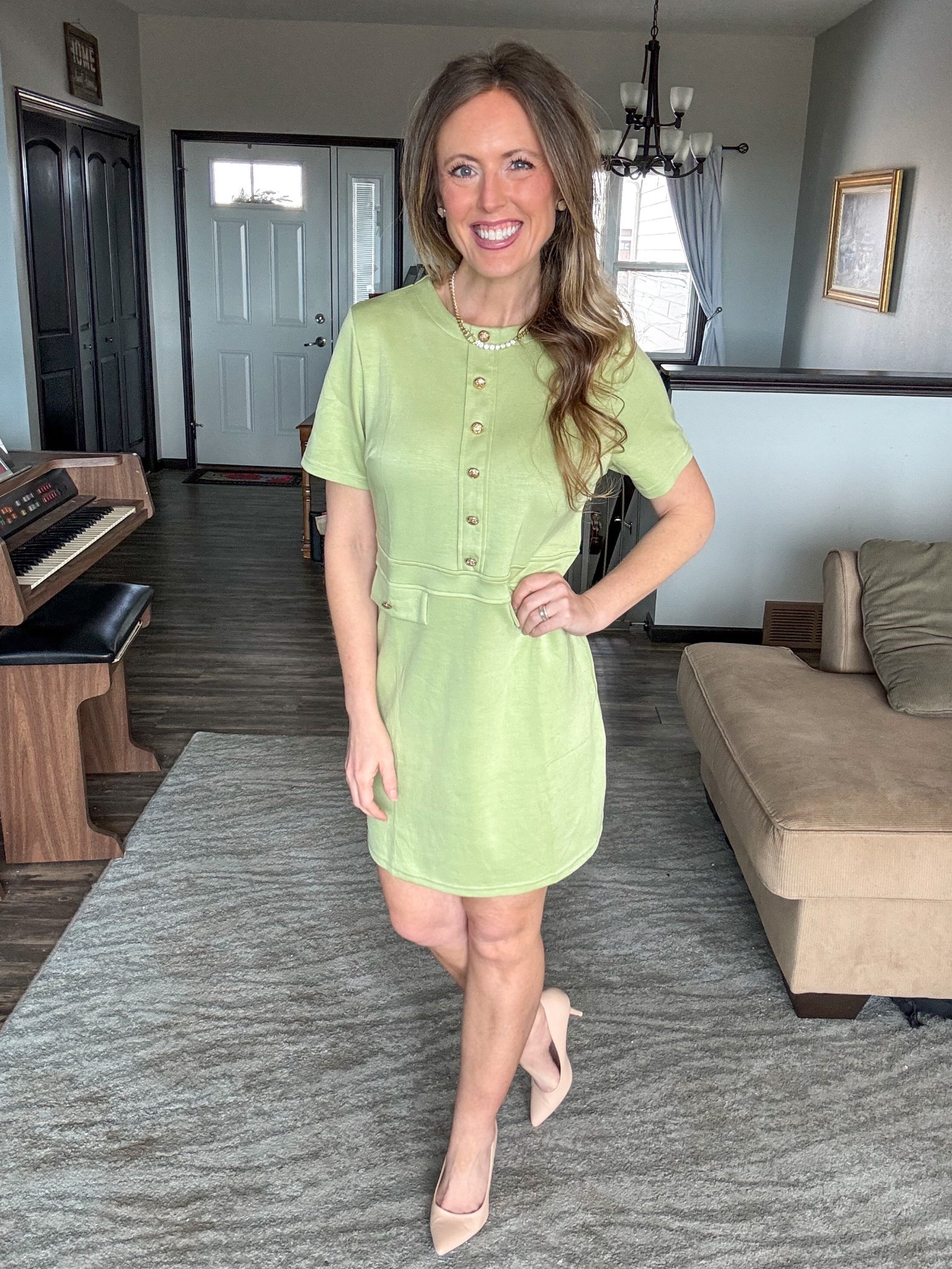 This dress has the cutest details! 💚 Wearing a small.

As an Amazon Influencer I earn commission on qualifying purchases. 

#LTKFindsUnder50 #LTKPetite #LTKOver40