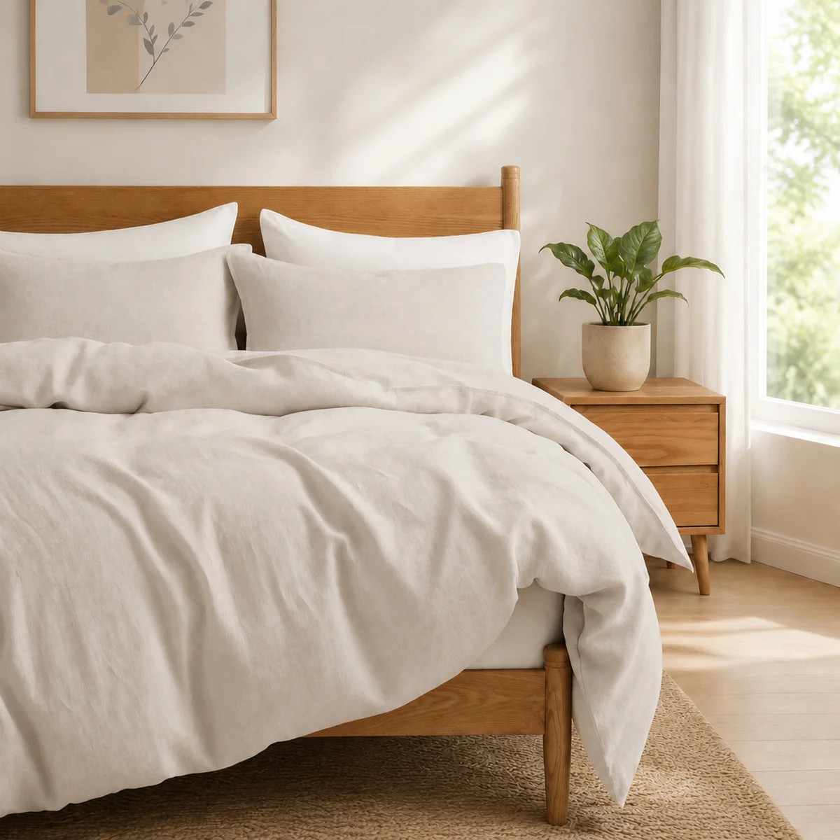 Linen Cotton Duvet Cover Twin Set - Soft Breathable Bedding Set with Natural Texture For All Seas... | Wayfair North America