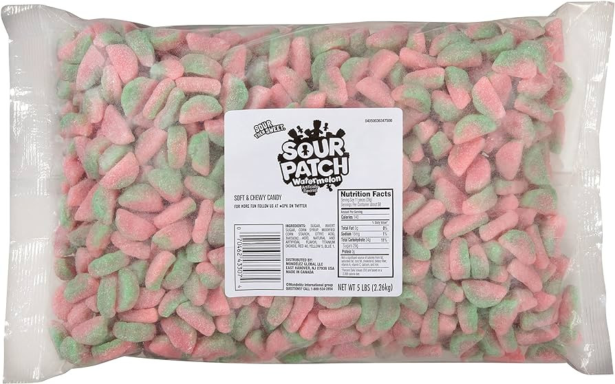 SOUR PATCH KIDS Watermelon Soft & Chewy Candy, Bulk Candy, 5 lb | Amazon (US)