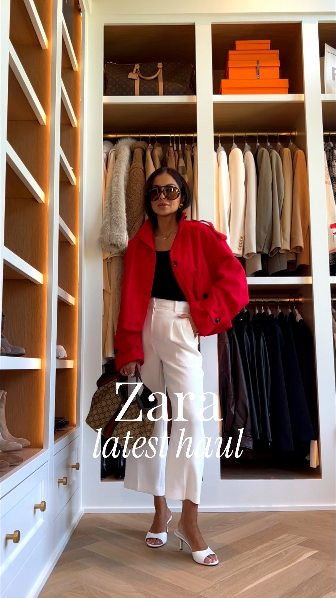 Zara new arrivals 
Zara red jacket 
Wearing an XS/S
Aritzia cropped pants wearing a 00
Gucci Giglio bags in size small
Amazon sunglasses

#LTKOver40 #LTKmomlife #LTKWorkwear