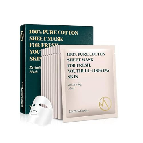 Madeca DERMA Revitalizing Sheet Mask 10pcs (100% Pure Cotton Sheets) with Centella Asiatica, Hyaluronic Acid, and Niacinamide – Korean Skincare for Hydration & Skin Brightening for All Skin Types | Amazon (US)