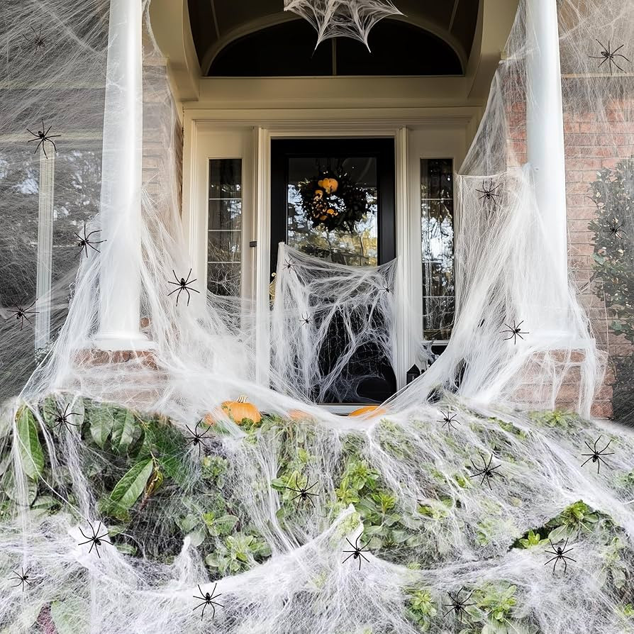 900 sqft Spider Webs Halloween Decorations Bonus with 30 Fake Spiders, Super Stretch Cobwebs for ... | Amazon (US)
