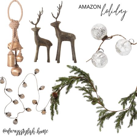 Amazon prime day deals on creative co-op holiday decor! Gold bells, reindeer, mercury glass ornament, pine garland, metal bells, Christmas decor, 

#LTKhome #LTKHoliday #LTKSeasonal